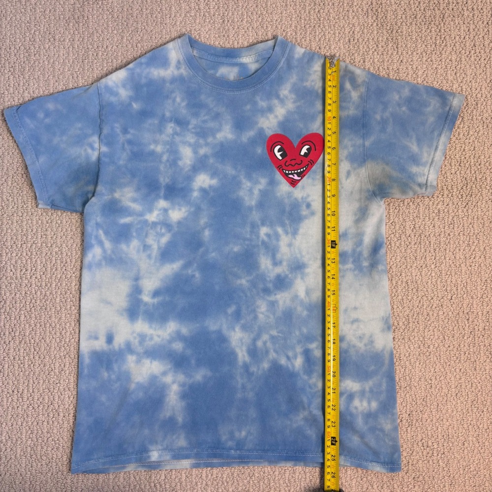 Keith Haring Blue Tie Dye Heart Graphic T-Shirt Mens Medium Ripple Junction - Picture 6 of 11